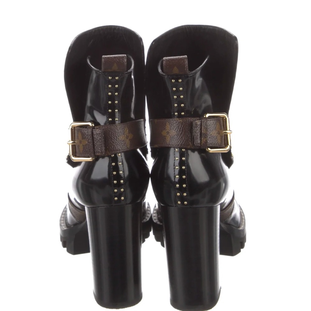 Louis Vuitton Black and Brown Heeled Boots w  free   LV  wristlet - Picture 5 of 8